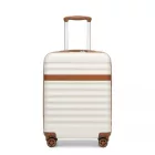 Miss Lulu London KSK2484 - Kono 20 Zoll elegáns Leichtes Súly Harte Schale ABS+PC Kabinen-bőrönd  TSA-zár  erhöhte Sicherheit - Creme és barna