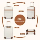 Miss Lulu London KSK2484 - Kono 20 Zoll elegáns Leichtes Súly Harte Schale ABS+PC Kabinen-bőrönd  TSA-zár  erhöhte Sicherheit - Creme és barna