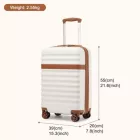 Miss Lulu London KSK2484 - Kono 20 Zoll elegáns Leichtes Súly Harte Schale ABS+PC Kabinen-bőrönd  TSA-zár  erhöhte Sicherheit - Creme és barna