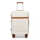 Miss Lulu London KSK2484 - Kono 28 Zoll bővíthető könnyű Harte Schale ABS+PC Check-In-bőrönd  TSA-zár Ideal  längere Reisen és sicheres Reisen - Creme és barna