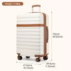 Miss Lulu London KSK2484 - Kono 28 Zoll bővíthető könnyű Harte Schale ABS+PC Check-In-bőrönd  TSA-zár Ideal  längere Reisen és sicheres Reisen - Creme és barna