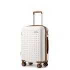 Miss Lulu London KSK2486 - Kono elegáns ABS+PC 20 Zoll Polka Dot Hartschale Kabinen-bőrönd  TSA-zár - Creme és barna