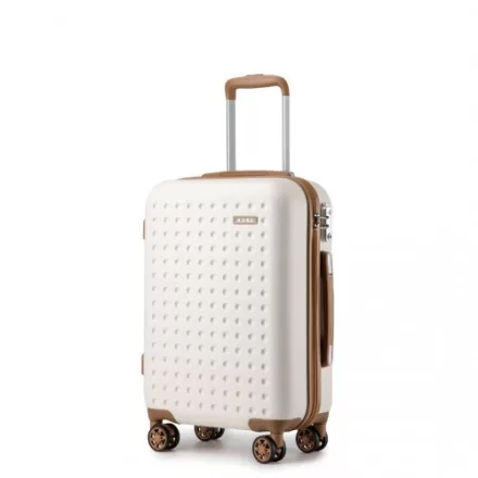 Miss Lulu London KSK2486 - Kono elegáns ABS+PC 20 Zoll Polka Dot Hartschale Kabinen-bőrönd  TSA-zár - Creme és barna