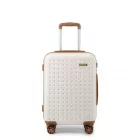 Miss Lulu London KSK2486 - Kono elegáns ABS+PC 20 Zoll Polka Dot Hartschale Kabinen-bőrönd  TSA-zár - Creme és barna