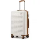 Miss Lulu London KSK2486 - Kono elegáns ABS+PC 24 Zoll Polka Dot Hartschale bőrönd  TSA-zár - Creme és barna