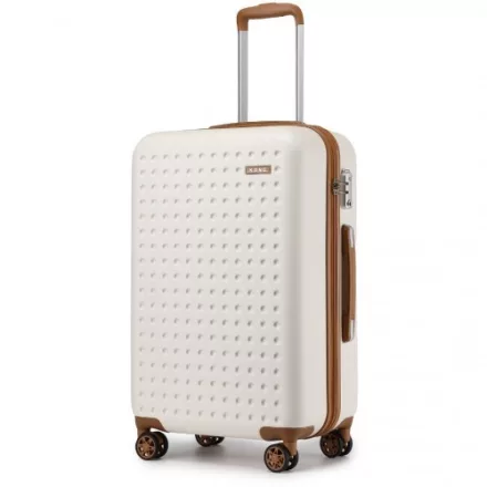 Miss Lulu London KSK2486 - Kono elegáns ABS+PC 24 Zoll Polka Dot Hartschale bőrönd  TSA-zár - Creme és barna