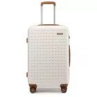 Miss Lulu London KSK2486 - Kono elegáns ABS+PC 24 Zoll Polka Dot Hartschale bőrönd  TSA-zár - Creme és barna