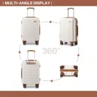 Miss Lulu London KSK2486 - Kono elegáns ABS+PC 24 Zoll Polka Dot Hartschale bőrönd  TSA-zár - Creme és barna