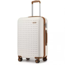   Miss Lulu London KSK2486 - Kono elegáns ABS+PC 28 Zoll Polka Dot Hartschale bőrönd  TSA-zár - Creme és barna