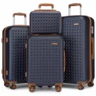Miss Lulu London KSK2486 - Kono elegáns ABS+PC Polka Dot Hartschale bőrönd  TSA-zár és sminkzseb 4er szett - Marineblau és barna