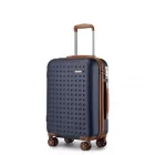Miss Lulu London KSK2486 - Kono elegáns ABS+PC 20 Zoll Polka Dot Hartschale Kabinen-bőrönd  TSA-zár - Marineblau és barna