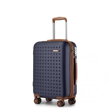 Miss Lulu London KSK2486 - Kono elegáns ABS+PC 20 Zoll Polka Dot Hartschale Kabinen-bőrönd  TSA-zár - Marineblau és barna