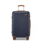 Miss Lulu London KSK2486 - Kono elegáns ABS+PC 24 Zoll Polka Dot Hartschale bőrönd  TSA-zár - Marineblau és barna