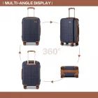 Miss Lulu London KSK2486 - Kono elegáns ABS+PC 28 Zoll Polka Dot Hartschale bőrönd  TSA-zár - Marineblau és barna