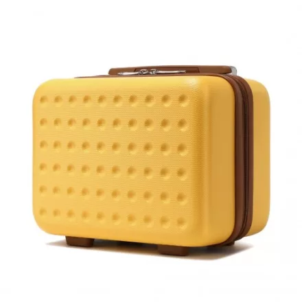 Miss Lulu London KSK2486 - Kono elegáns ABS+PC 13 Zoll Polka Dot Hartschale sminkzseb - sárga és barna