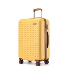 Miss Lulu London KSK2486 - Kono elegáns ABS+PC 28 Zoll Polka Dot Hartschale bőrönd  TSA-zár - sárga és barna
