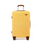 Miss Lulu London KSK2486 - Kono elegáns ABS+PC 28 Zoll Polka Dot Hartschale bőrönd  TSA-zár - sárga és barna