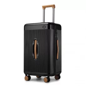   Miss Lulu London KSK2488 - Kono 24 Zoll Hochwertig Hartschale Einchecken bőrönd tartós ABS és PC  TSA-zár és több-Griff-Design  müheloses Reisen - fekete és barna