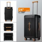 Miss Lulu London KSK2488 - Kono 24 Zoll Hochwertig Hartschale Einchecken bőrönd tartós ABS és PC  TSA-zár és több-Griff-Design  müheloses Reisen - fekete és barna