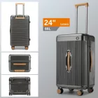 Miss Lulu London KSK2488 - Kono 24 Zoll Hochwertig Hartschale Einchecken bőrönd tartós ABS és PC  TSA-zár és több-Griff-Design  müheloses Reisen - szürke és barna