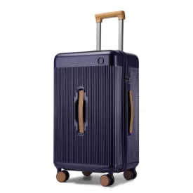   Miss Lulu London KSK2488 - Kono 24 Zoll Hochwertig Hartschale Einchecken bőrönd tartós ABS és PC  TSA-zár és több-Griff-Design  müheloses Reisen - Marineblau és barna