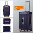Miss Lulu London KSK2488 - Kono 24 Zoll Hochwertig Hartschale Einchecken bőrönd tartós ABS és PC  TSA-zár és több-Griff-Design  müheloses Reisen - Marineblau és barna