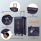 Miss Lulu London KSK2488 - Kono 24 Zoll Hochwertig Hartschale Einchecken bőrönd tartós ABS és PC  TSA-zár és több-Griff-Design  müheloses Reisen - Marineblau és barna