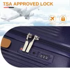 Miss Lulu London KSK2488 - Kono 24 Zoll Hochwertig Hartschale Einchecken bőrönd tartós ABS és PC  TSA-zár és több-Griff-Design  müheloses Reisen - Marineblau és barna