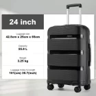 Miss Lulu London KSK2492 - Kono 24-Zoll-PP-bőrönd – Haltbarer Gepäckstück  TSA-zár és 360-fok-Dreirädern, geräuschlos - fekete