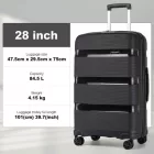 Miss Lulu London KSK2492 - Kono 28-Zoll-PP-keményfalú-Gepäckstück – Großer, leichter bőrönd  TSA-zár és 360-fok-Dreirädern - fekete