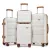 Miss Lulu London KSK2492 - Kono 4-darabos PP-Hartschalegepäckset - Durable bőrönd  TSA-zár, 360°-Drehrollen és Toilettentasche - Creme és barna
