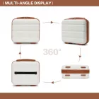 Miss Lulu London KSK2492 - Kono 4-darabos PP-Hartschalegepäckset - Durable bőrönd  TSA-zár, 360°-Drehrollen és Toilettentasche - Creme és barna