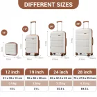 Miss Lulu London KSK2492 - Kono 4-darabos PP-Hartschalegepäckset - Durable bőrönd  TSA-zár, 360°-Drehrollen és Toilettentasche - Creme és barna