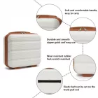 Miss Lulu London KSK2492 - Kono 4-darabos PP-Hartschalegepäckset - Durable bőrönd  TSA-zár, 360°-Drehrollen és Toilettentasche - Creme és barna