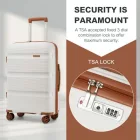 Miss Lulu London KSK2492 - Kono 4-darabos PP-Hartschalegepäckset - Durable bőrönd  TSA-zár, 360°-Drehrollen és Toilettentasche - Creme és barna
