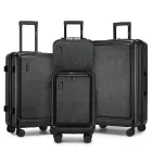 Miss Lulu London KSK2493 - Kono Haltbares keményfalú-Gepäckset  ABS+PC  TSA-zár és 360°-Dreirädern, 4-stückiges szett (20 Zoll, 24 Zoll, 28 Zoll) és Kosmetiktasche - fekete