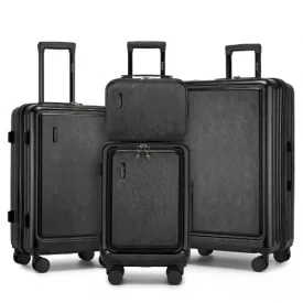   Miss Lulu London KSK2493 - Kono Haltbares keményfalú-Gepäckset  ABS+PC  TSA-zár és 360°-Dreirädern, 4-stückiges szett (20 Zoll, 24 Zoll, 28 Zoll) és Kosmetiktasche - fekete