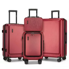   Miss Lulu London KSK2493 - Kono Haltbares keményfalú-Gepäckset  ABS+PC  TSA-zár és 360°-Dreirädern, 4-stückiges szett (20 Zoll, 24 Zoll, 28 Zoll) és Kosmetiktasche - Burgund