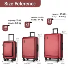 Miss Lulu London KSK2493 - Kono Haltbares keményfalú-Gepäckset  ABS+PC  TSA-zár és 360°-Dreirädern, 4-stückiges szett (20 Zoll, 24 Zoll, 28 Zoll) és Kosmetiktasche - Burgund