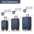 Miss Lulu London KSK2493 - Kono Haltbares keményfalú-Gepäckset  ABS+PC  TSA-zár és 360°-Dreirädern, 4-stückiges szett (20 Zoll, 24 Zoll, 28 Zoll) és Kosmetiktasche - Marineblau
