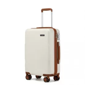   Miss Lulu London KSK2494 - Kono 20-Zoll-bőrönd im minimalistischen Design  Hartschale  ABS+PC, TSA-zár és 360°-Drehrädern - Creme és barna