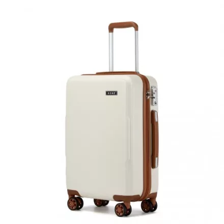 Miss Lulu London KSK2494 - Kono 20-Zoll-bőrönd im minimalistischen Design  Hartschale  ABS+PC, TSA-zár és 360°-Drehrädern - Creme és barna