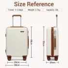 Miss Lulu London KSK2494 - Kono 20-Zoll-bőrönd im minimalistischen Design  Hartschale  ABS+PC, TSA-zár és 360°-Drehrädern - Creme és barna