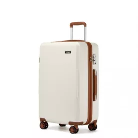   Miss Lulu London KSK2494 - Kono 24-Zoll-Minimalista bőrönd  ABS+PC  TSA-zár és 360°-Drehrollen - Creme és barna
