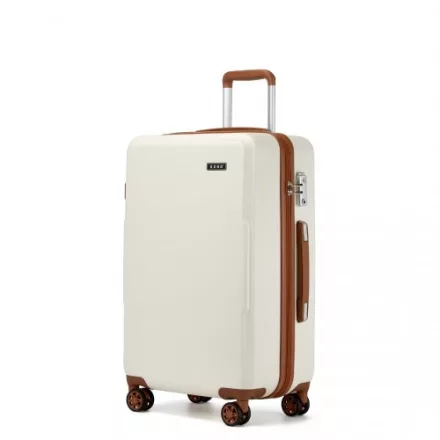 Miss Lulu London KSK2494 - Kono 24-Zoll-Minimalista bőrönd  ABS+PC  TSA-zár és 360°-Drehrollen - Creme és barna