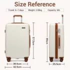 Miss Lulu London KSK2494 - Kono 24-Zoll-Minimalista bőrönd  ABS+PC  TSA-zár és 360°-Drehrollen - Creme és barna