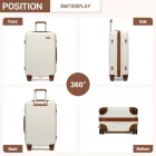 Miss Lulu London KSK2494 - Kono 24-Zoll-Minimalista bőrönd  ABS+PC  TSA-zár és 360°-Drehrollen - Creme és barna