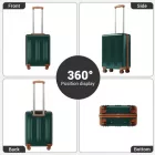 Miss Lulu London KSK2583 - Kono prémium ABS+PC 20 Zoll keményfalú-kézipoggyász  TSA-zár és leisen 360° Spinner-Rollen - zöld és barna