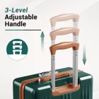 Miss Lulu London KSK2583 - Kono prémium ABS+PC 20 Zoll keményfalú-kézipoggyász  TSA-zár és leisen 360° Spinner-Rollen - zöld és barna