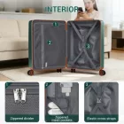 Miss Lulu London KSK2583 - Kono prémium ABS+PC 20 Zoll keményfalú-kézipoggyász  TSA-zár és leisen 360° Spinner-Rollen - zöld és barna